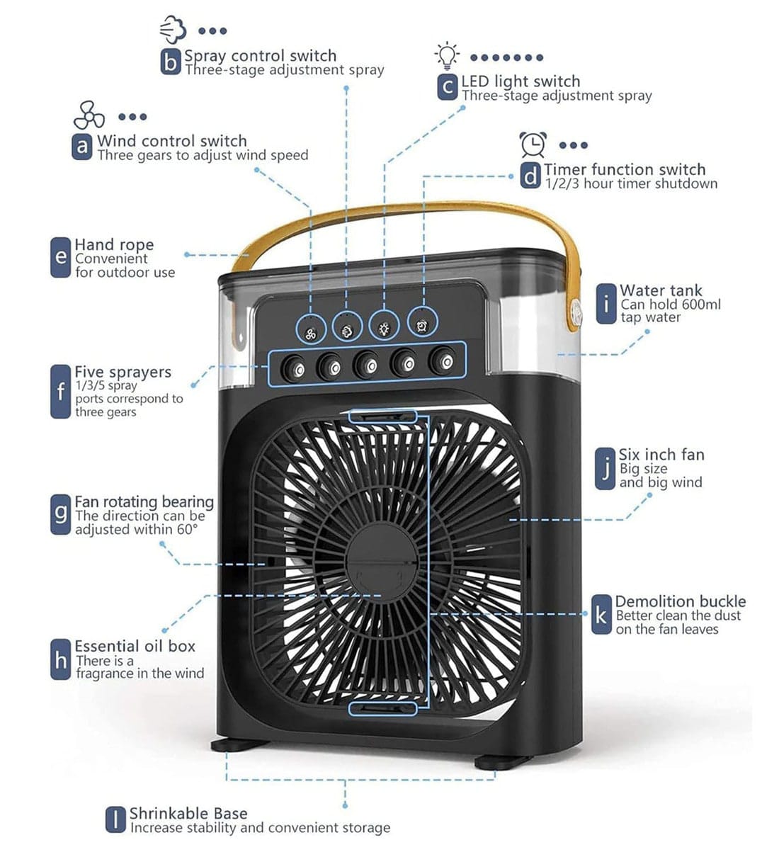 Portable Mini Air Cooler - Black Color