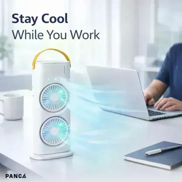 Portable Cooling Fan with Remote Control,Rotatable with water Tank Mini Air Cooler