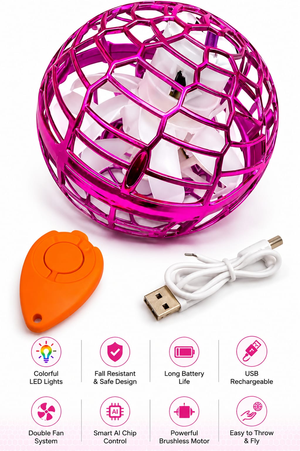 RGB Flying Spinner Ball – Hand Flying Toy